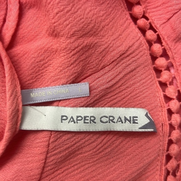 Paper Crane spaghetti straped top. Peach colored. Has 2 lines of circle cutouts - Picture 9 of 12